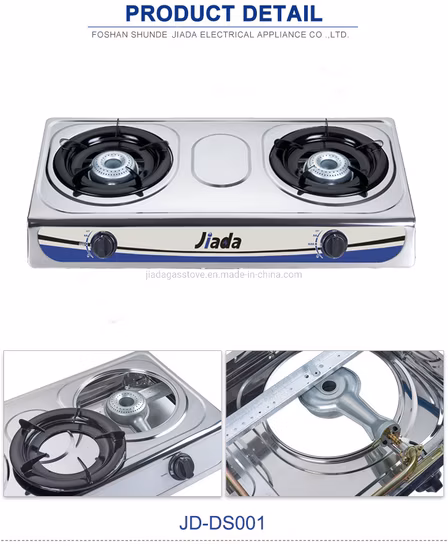 Africa Market Hot Slae Stainless Steel Commercial Cooktop 2 Burner Gas Cooker Stove